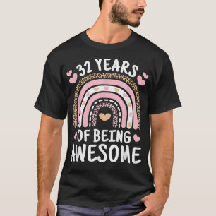 Camiseta Cute 32 Years Of Being Awesome Rainbow 32nd Birthd