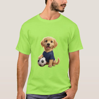Camiseta Cute 3D Golden Retriever Puppy Soccer Mascot USA