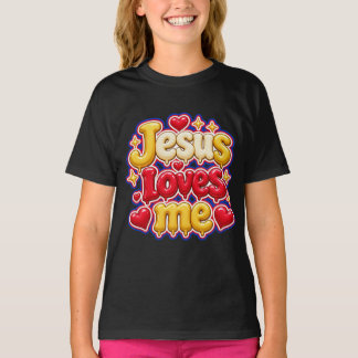 Camiseta Cute 3D Jesús Me Ama Letras Burbuja Niños
