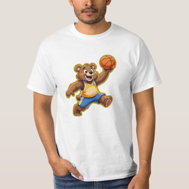 Camiseta Cute 3D Teddy Bear Playing Basketball – Adorable S (Anverso)