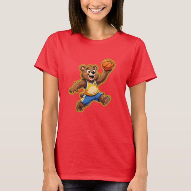 Camiseta Cute 3D Teddy Bear Playing Basketball – Adorable S (Anverso)