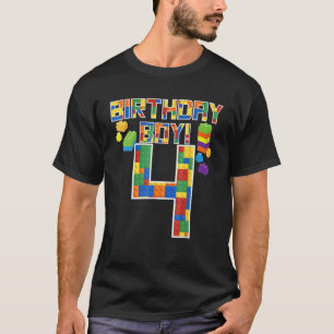 Camiseta Cute 4º Regalo de Cumpleaños Edificio de Bloques d