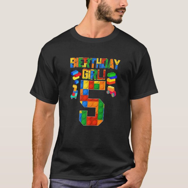 Camiseta Cute 5º Cumpleaños Edificio Bloque De 5 Años Para  (Anverso)