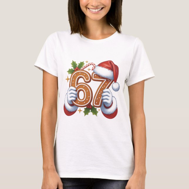 Camiseta Cute 67th Birthday Gingerbread Man Christmas Gift, (Anverso)