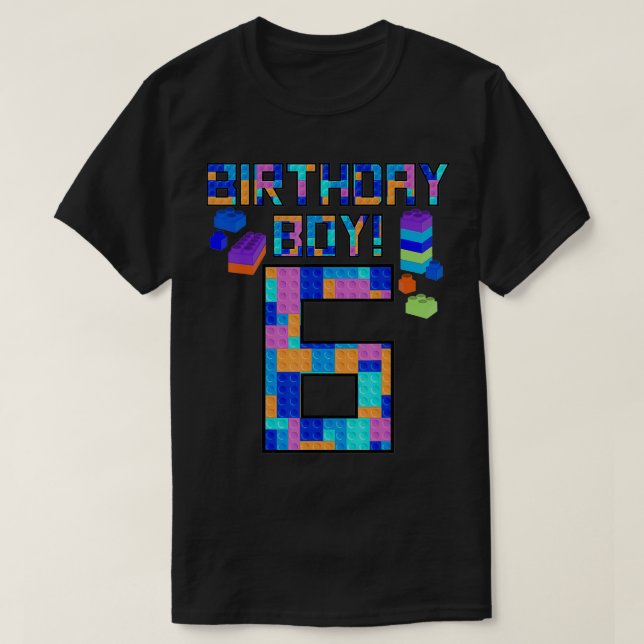 Camiseta Cute 6th Birthday Gift 6 Years Old Block Building  (Diseño del anverso)