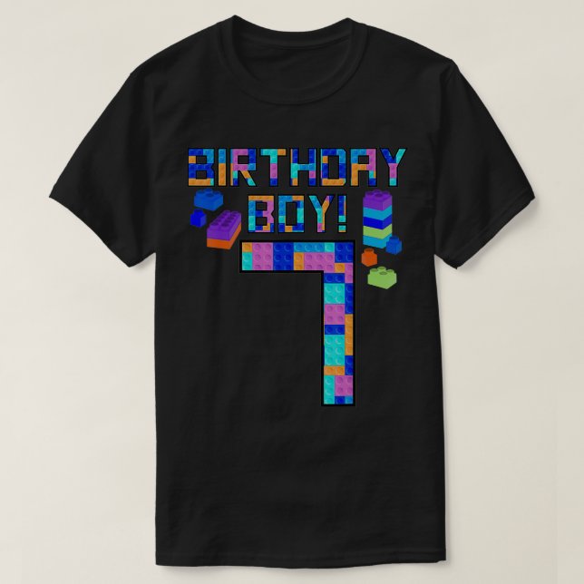 Camiseta Cute 7º regalo de cumpleaños Edificio de bloques d (Diseño del anverso)