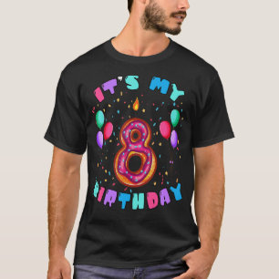 Camiseta Cute 8 cumpleaños 8 años Feliz Donut Boy Gi