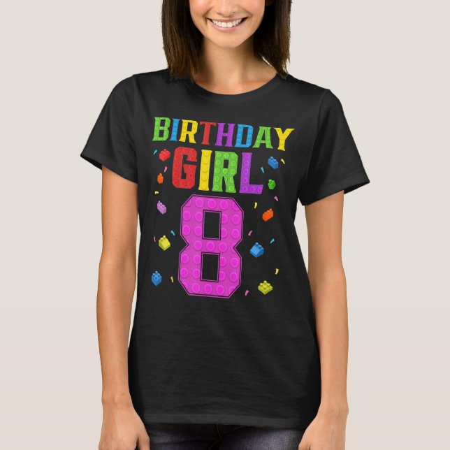 Camiseta Cute 8 cumpleaños Chica de edificio de bloques de  (Anverso)