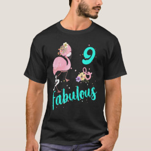 Camiseta Cute 9º cumpleaños Chica Flamingo de 9 años