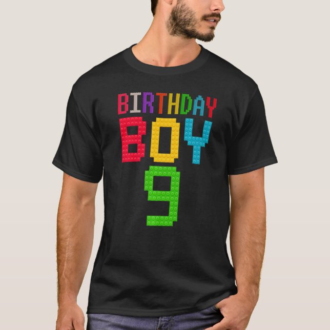 Camiseta Cute 9º regalo de cumpleaños Edificio de bloques d (Anverso)