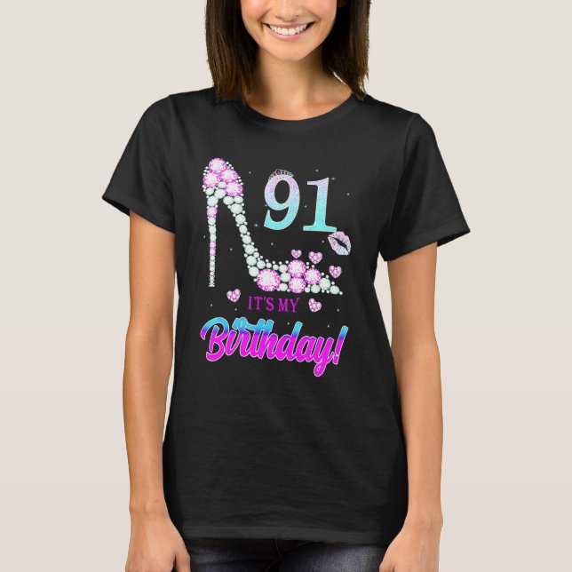 Camiseta Cute 91 Years Old It's My 91st Birthday Party (Anverso)
