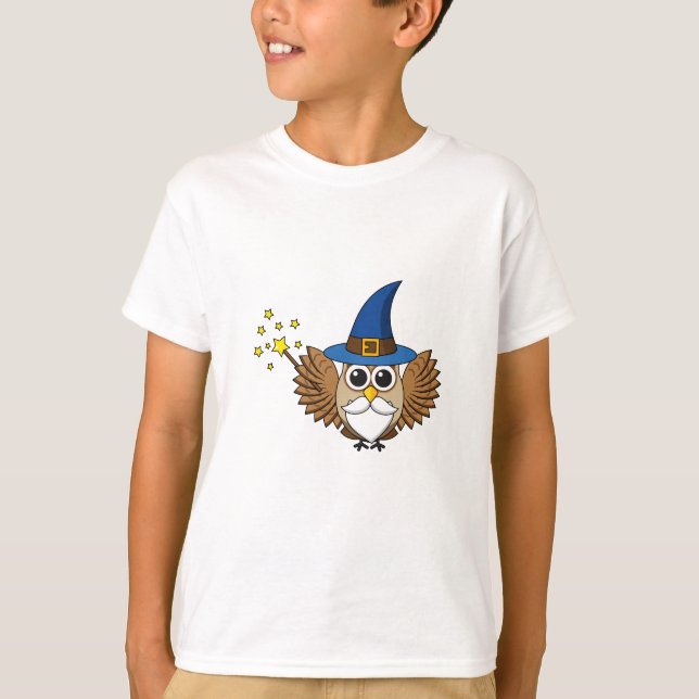 Camiseta Cute a Merlin el Personalizado Lechuza Mago (Anverso)