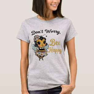 Camiseta Cute Abeja Pin-UpNo te preocupes "Sé feliz" 