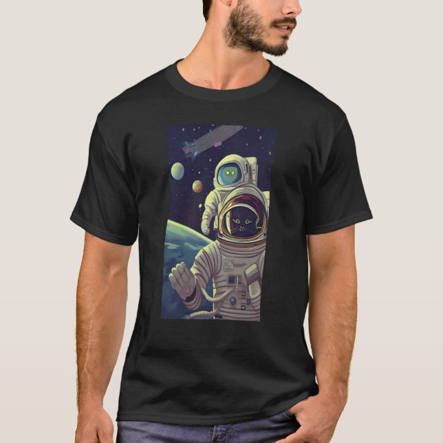Camiseta Cute Abstract Cats in Space (Anverso)