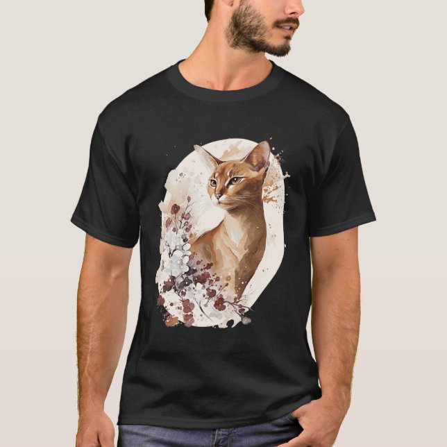 Camiseta Cute Abyssinian Cat Japanese Cherry Blossom Sakura (Anverso)