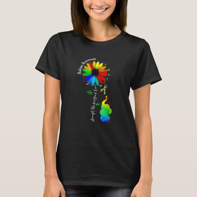 Camiseta Cute Accept Comprender Amor Autism Awareness Sunfl (Anverso)