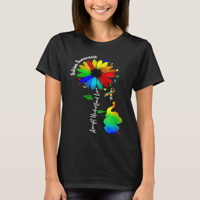 Camiseta Cute Accept Comprender Amor Autism Awareness Sunfl (Anverso)