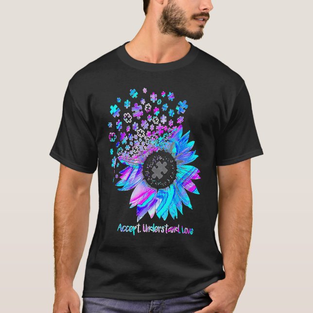Camiseta Cute Accept Understand Love Sunflower Autism Aware (Anverso)