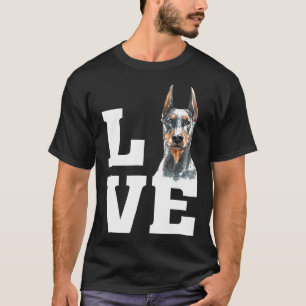Camiseta Cute acuarela Amor Doberman Pinscher Ilustración
