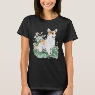 Camiseta Cute acuarela Corgi Cerezo Blossom Perro Raza Flo