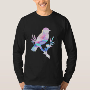 Camiseta Cute acuarela Siiting Tree Bird Waters Art Bir