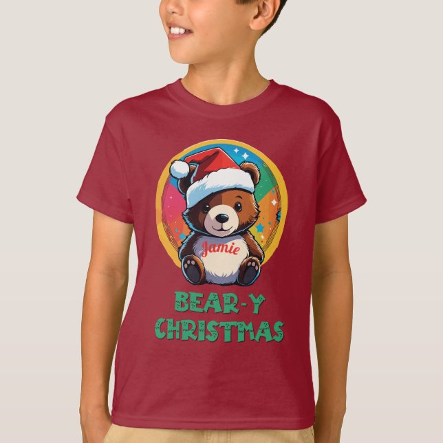 Camiseta Cute Adorable Kawaii Chibi Oso Navidad (Anverso)
