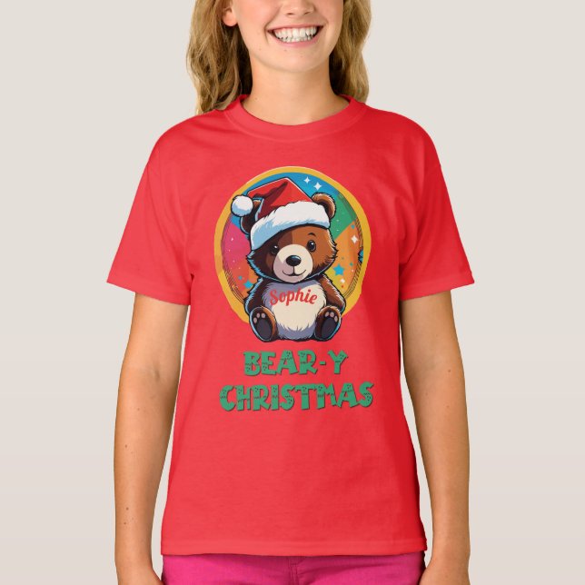 Camiseta Cute Adorable Kawaii Chibi Oso Navidad (Anverso)