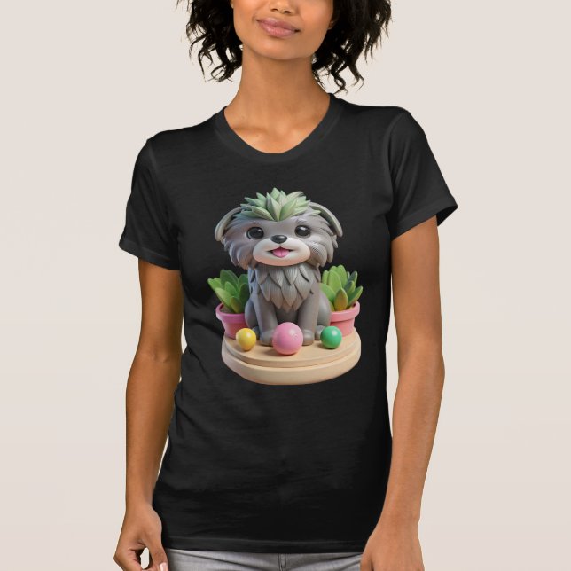Camiseta Cute Affenpinscher Succulent | 3D Grey Monkey Dog (Anverso)