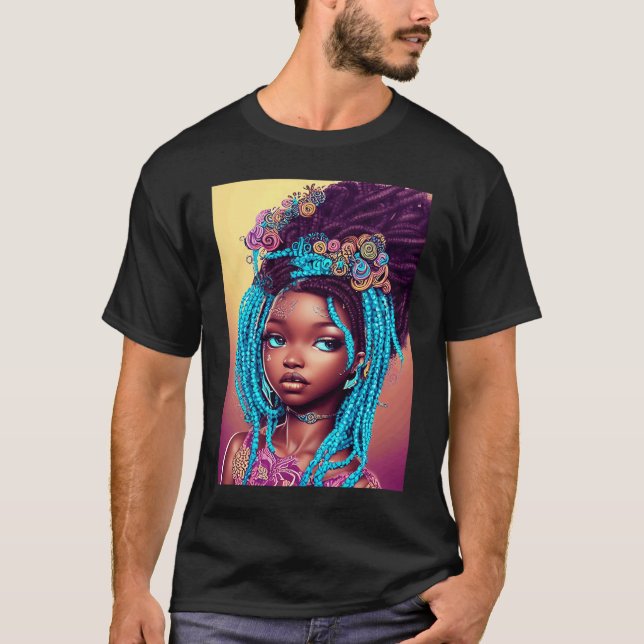 Camiseta Cute African American Girl Artsy Graphic (Anverso)