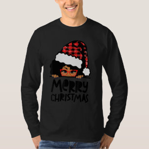 Camiseta Cute Afro Negro Chica Glass Santa Melanin Merry C
