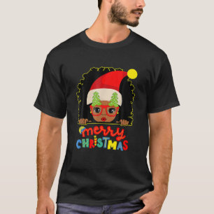 Camiseta Cute Afro Negro Chica Glass Santa Melanin Merry C