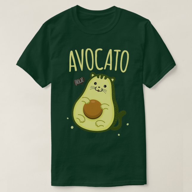 Camiseta Cute Aguacate Cat Kawaii (Diseño del anverso)