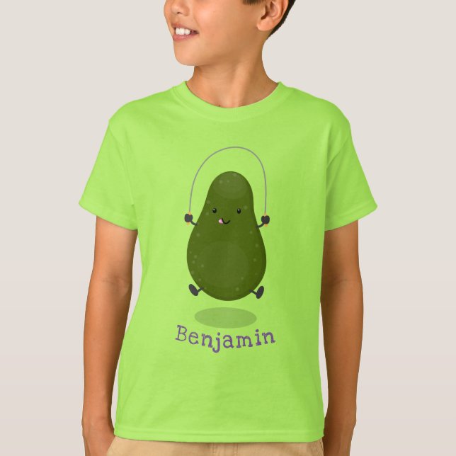 Camiseta Cute aguacate salto cuerda personalizado ilustraci (Anverso)