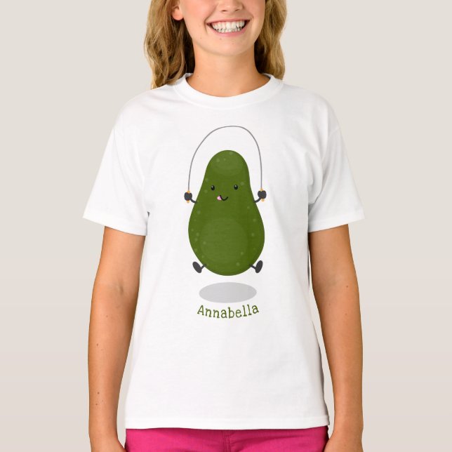 Camiseta Cute aguacate salto cuerda personalizado ilustraci (Anverso)