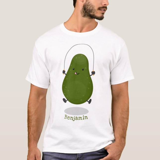 Camiseta Cute aguacate salto cuerda personalizado ilustraci (Anverso)