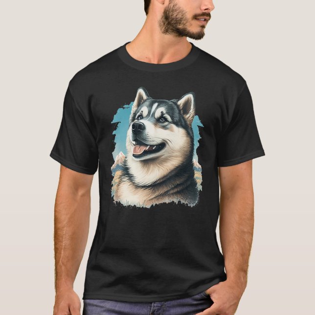 Camiseta Cute Alaskan Malamute Dog on Alaskan Malamute  2 (Anverso)