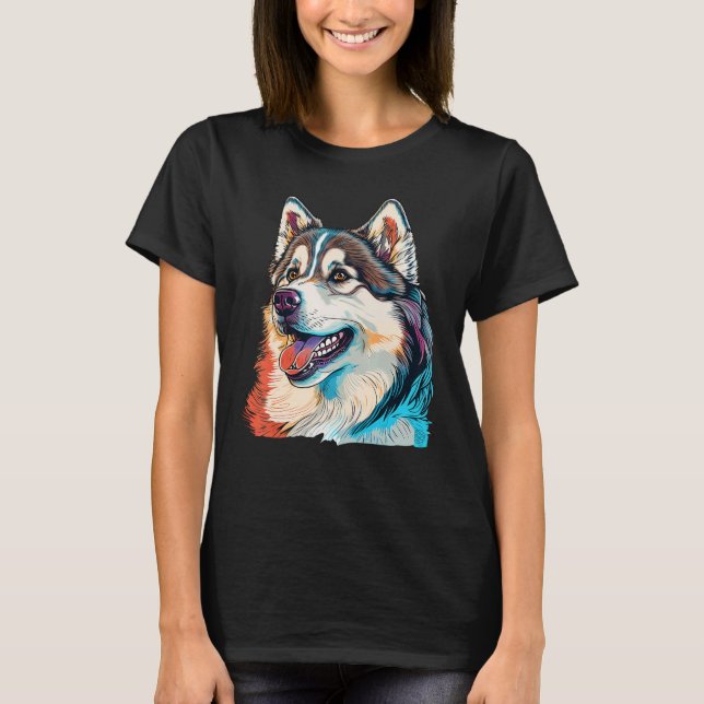 Camiseta Cute Alaskan Malamute Dog on Alaskan Malamute  3 (Anverso)