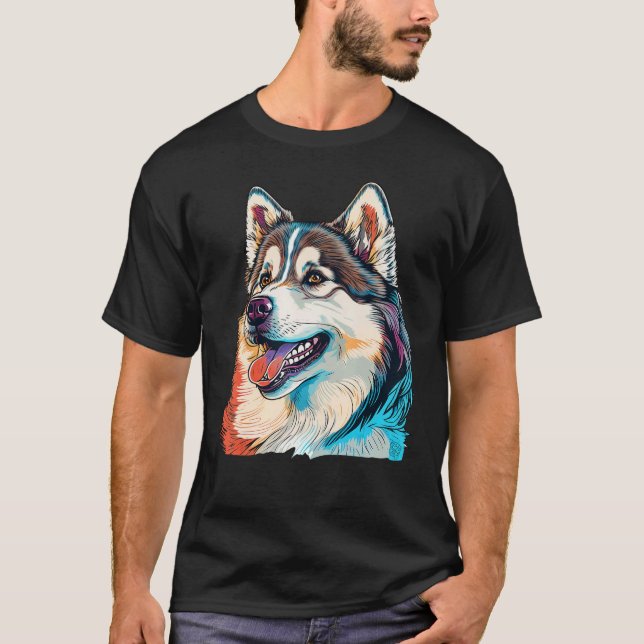 Camiseta Cute Alaskan Malamute Dog on Alaskan Malamute  3 (Anverso)