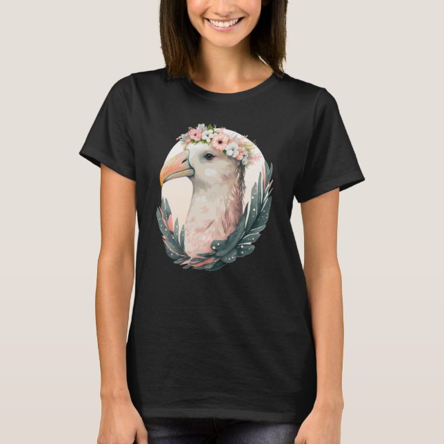 Camiseta Cute Albatross Bird Flower Crown Floral Tropical B (Anverso)