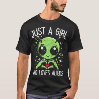 Camiseta Cute Alien Lover Girls Funny Just A Girl Who Loves