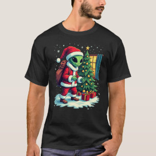 Camiseta Cute Alien Santa Tee - Entrega de juguetes para Na