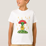 Camiseta Cute Alien With Umbrella in Rain Kawaii Character<br><div class="desc">An adorable alien stands happily in the rain holding a tiny umbrella, creating a charming and playful scene. This cute extraterrestrial character brings together whimsical sci-fi fun and cozy rainy day vibes. Perfect for anyone who loves kawaii aliens, quirky space creatures, and lighthearted cartoon designs. The sweet alien and gentle...</div>