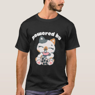Camiseta Cute Alimentado Por Boba Bubble Milk Tea Anime Kaw
