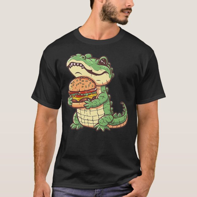 Camiseta Cute Alligator With Burger I Kids Burger (Anverso)
