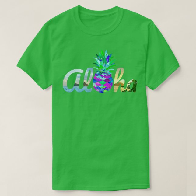 Camiseta Cute Aloha Hawaii Pineapple Mermaid Chica Púrpura  (Diseño del anverso)