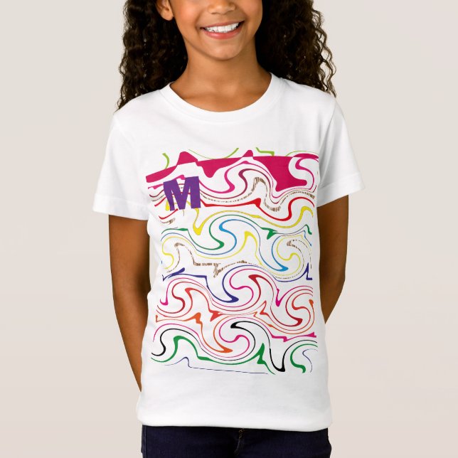 Camiseta cute Alphabet “M” Design T-Shirt for Little Girls (Anverso)