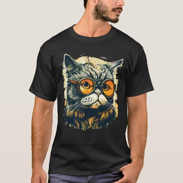 Camiseta Cute Anamorphic Goggle Wearing Cat Unique Family (Anverso)