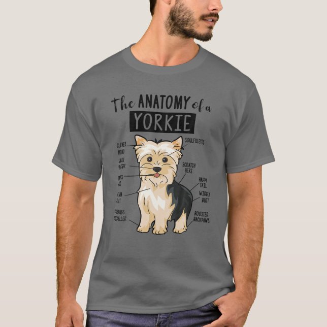 Camiseta Cute Anatomy A Yorkie Funny Yorkshire Terrier Men (Anverso)