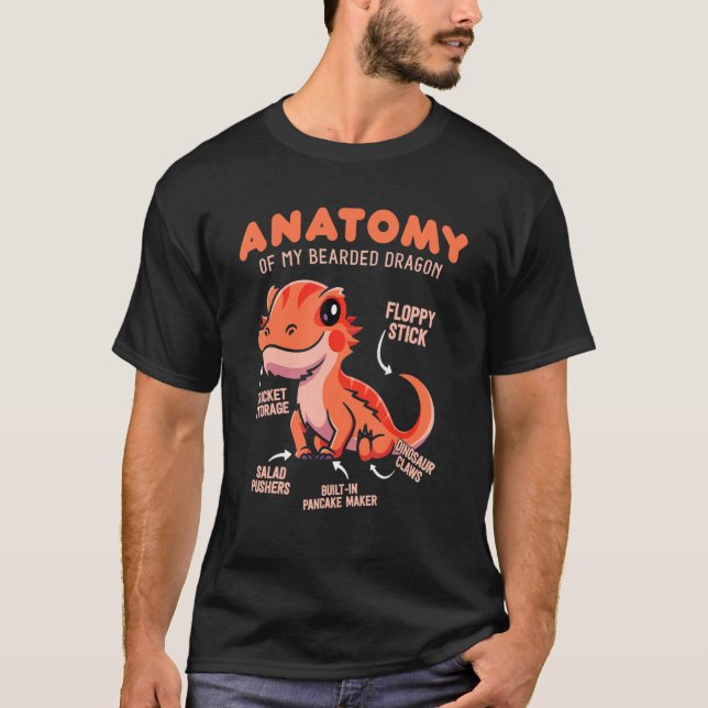 Camiseta Cute Anatomy of a Bearded Dragon for Reptile (Anverso)