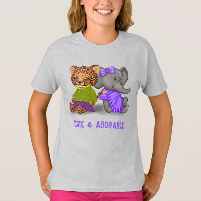 Camiseta Cute and Adorable Cheetah and Elephant Friends (Anverso)